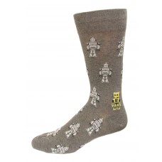 HOTSOX Mens Crew Socks Robots 1 Pair, Charcoal, Mens 8-12 Shoe