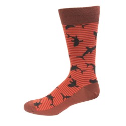 HOTSOX Mens Crew Socks Sharks 1 Pair, Burgandy, Mens 8-12 Shoe