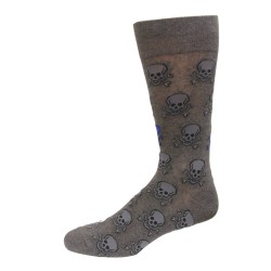 HOTSOX Mens Crew Socks Skulls 1 Pair, Charcoal, Mens 8-12 Shoe