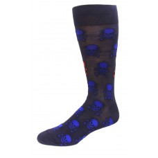 HOTSOX Mens Crew Socks Skulls 1 Pair, Navy, Mens 8-12 Shoe