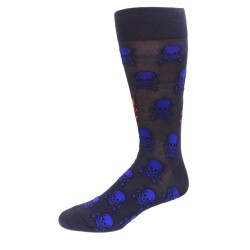 HOTSOX Mens Crew Socks Skulls 1 Pair, Navy, Mens 8-12 Shoe