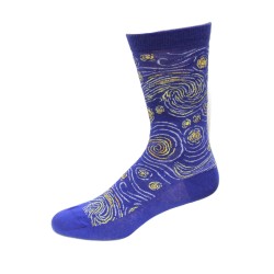 HOTSOX Mens Crew Socks Starry Night Mash Up 1 Pair, Dark Blue, Mens 8-12 Shoe