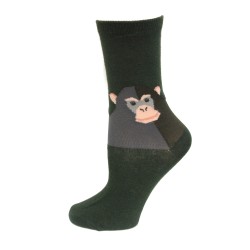 HOTSOX Kids Crew Socks MONKEY 1 Pair, Olive Green, Medium/Large