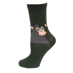 HOTSOX Kids Crew Socks MONKEY 1 Pair, Olive Green, Large/XLarge