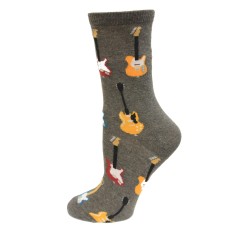 HOTSOX Kids Crew Socks GUITARS 1 Pair, Charcoal, Medium/Large
