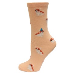 HOTSOX Kids Crew Socks BIRTHDAY FRENCHIE 1 Pair, Pale Pink, Medium/Large