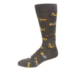HOTSOX Mens Crew Socks Dump Trucks 1 Pair, Charcoal, Mens 8-12 Shoe