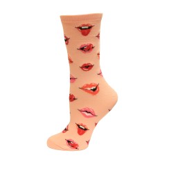 HOTSOX Womens Crew Socks Lip 1 Pair, Pale Red, Womens 4-10 Shoe