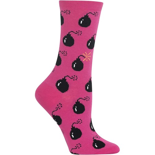 HOTSOX Womens Crew Socks Time bomb 1 Pair, Bright Pink, Womens 4-10 Shoe HOTSOX Womens Crew Socks Time bomb 1 Pair, Bright Pink, Womens 4-10 Shoe