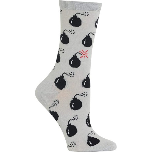 HOTSOX Womens Crew Socks Time bomb 1 Pair, Light Grey, Womens 4-10 Shoe HOTSOX Womens Crew Socks Time bomb 1 Pair, Light Grey, Womens 4-10 Shoe