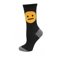 HOTSOX Womens Crew Socks Smiley 1 Pair, Black, Womens 4-10 Shoe