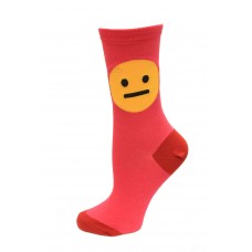 HOTSOX Womens Crew Socks Smiley 1 Pair, Bright Pink, Womens 4-10 Shoe