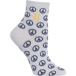 HOTSOX Womens Crew Socks Peace Anklet 1 Pair, Light Grey, Womens 4-10 Shoe