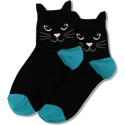 HOTSOX Womens Crew Socks Cat Ear 1 Pair, Black, Womens 4-10 Shoe