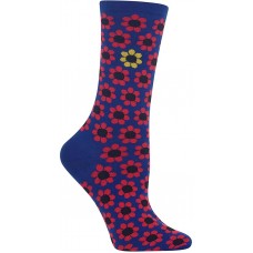 HOTSOX Womens Crew Socks Daisy 1 Pair, Blue, Womens 4-10 Shoe