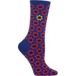 HOTSOX Womens Crew Socks Daisy 1 Pair, Blue, Womens 4-10 Shoe