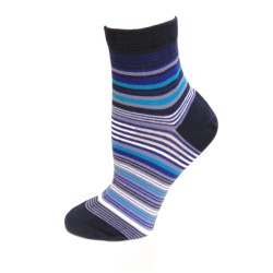 HOTSOX Womens Crew Socks Variegated Stripe Anklet 1 Pair, Navy, Womens 4-10 Shoe
