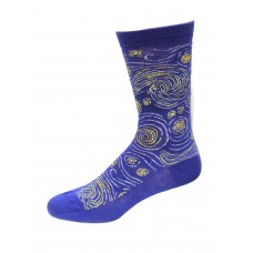 HOTSOX Womens Crew Socks Starry Night Mash Up 1 Pair, Dark Blue, Womens 4-10 Shoe