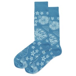 HotSox Tropical Floral Socks, Teal , 1 Pair, Men Shoe 6-12.5