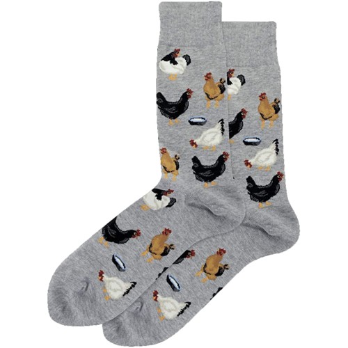 HotSox Feeding Chickens Socks, Grey Heather, 1 Pair, Men Shoe 6-12.5 HotSox Feeding Chickens Socks, Grey Heather, 1 Pair, Men Shoe 6-12.5