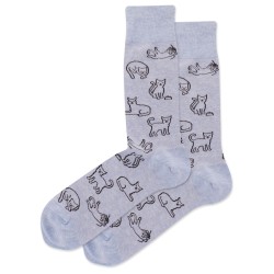 HotSox Outline Cat Socks, Blue Heather, 1 Pair, Men Shoe 6-12.5