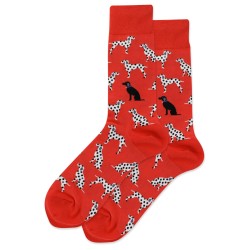 HotSox Dalmatians Socks, Red, 1 Pair, Men Shoe 6-12.5