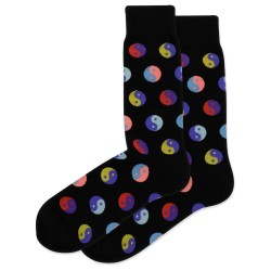 HotSox Yin Yang Socks, Black, 1 Pair, Men Shoe 6-12.5