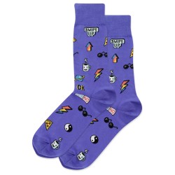 HotSox Stickers Socks, Blue, 1 Pair, Men Shoe 6-12.5