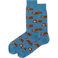 HotSox Pizza Sloth Socks, Teal , 1 Pair, Men Shoe 6-12.5