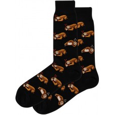 HotSox Pizza Sloth Socks, Black, 1 Pair, Men Shoe 6-12.5