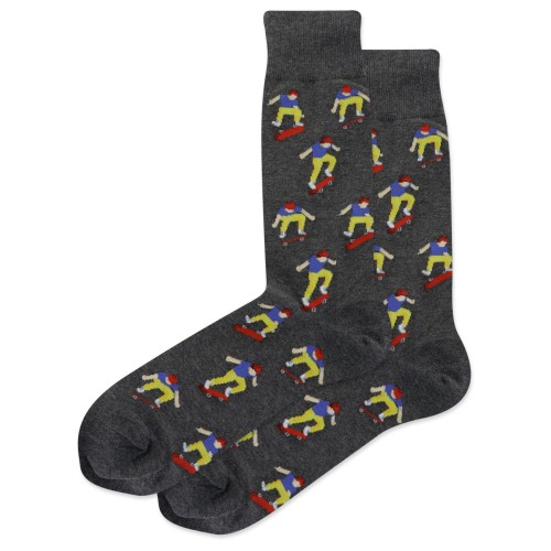 HotSox Skateboarder Socks, Charcoal Heather, 1 Pair, Men Shoe 6-12.5