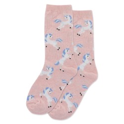 HotSox Unicorn Kids Socks, Pink Heather, 1 Pair, Small/Medium