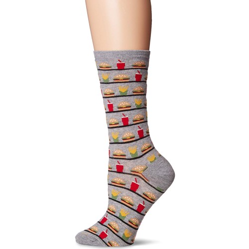 HotSox Womens Hamburger, Fries and Drink Socks, Gents Grey Heather, 1 Pair, Womens Shoe 4-10 HotSox Womens Hamburger, Fries and Drink Socks, Gents Grey Heather, 1 Pair, Womens Shoe 4-10
