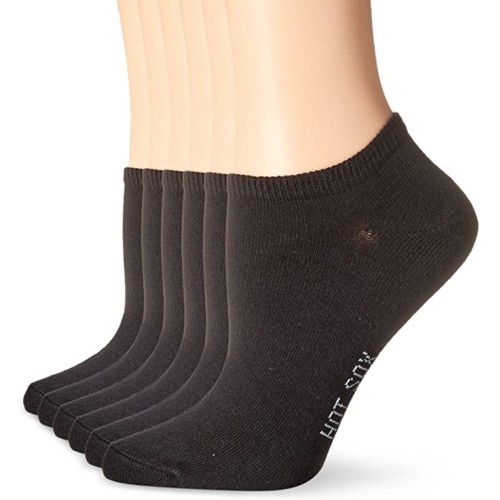 HotSox Womens Solid Low Cut 6 Pack Socks, Black, 6 Pair, Womens Shoe 4-10
