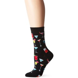 HotSox Womens Tropical Drinks Socks, Black, 1 Pair, Womens Shoe 4-10