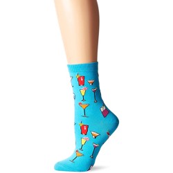 HotSox Womens Tropical Drinks Socks, Turquoise, 1 Pair, Womens Shoe 4-10