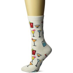 HotSox Womens Tropical Drinks Socks, White, 1 Pair, Womens Shoe 4-10