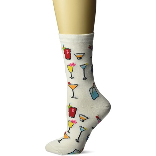 HotSox Womens Tropical Drinks Socks, White, 1 Pair, Womens Shoe 4-10 HotSox Womens Tropical Drinks Socks, White, 1 Pair, Womens Shoe 4-10