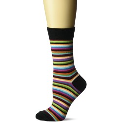 HotSox Womens Stripe Classic Socks, Black, 1 Pair, Womens Shoe 4-10