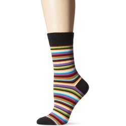 HotSox Womens Stripe Classic Socks, Natural   , 1 Pair, Womens Shoe 4-10