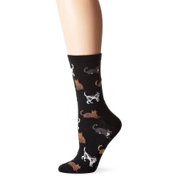 HotSox Womens Cats Socks, Black, 1 Pair, Womens Shoe 4-10 HotSox Womens Cats Socks, Black, 1 Pair, Womens Shoe 4-10