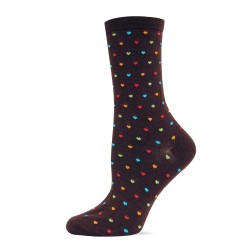 Hot Sox Women's Originals Classics Novelty Crew Socks, Pindot Heart Repeat (Dark Brown), Shoe Size: 4-10 Hot Sox Women's Originals Classics Novelty Crew Socks, Pindot Heart Repeat (Dark Brown), Shoe Size: 4-10