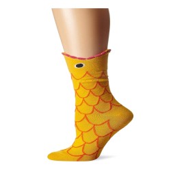 K. Bell Wide Mouth Goldfish Crew Socks, Orange, Sock Size 9-11/Shoe Size 4-10, 1 Pair