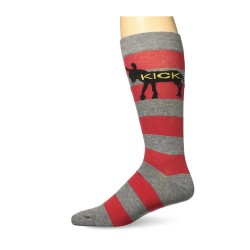 K. Bell Men's Kick Ass Crew Socks, Charcoal Heather/Red, Sock Size 10-13/Shoe Size 6.5-12, 1 Pair