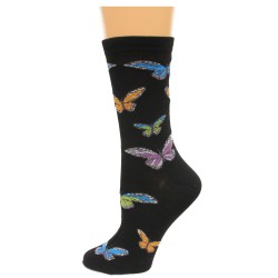 K. Bell Colorful Butterflies Crew Socks, Black, Sock Size 9-11/Shoe Size 4-10, 1 Pair K. Bell Colorful Butterflies Crew Socks, Black, Sock Size 9-11/Shoe Size 4-10, 1 Pair
