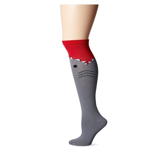 K. Bell Shark Knee High Socks, Medium Gray, Sock Size 9-11/Shoe Size 4-10, 1 Pair