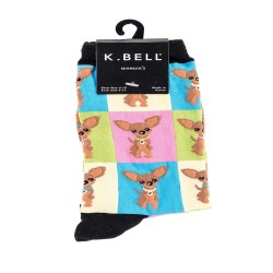 K. Bell Chihuahua Crew Socks, Black, Sock Size 9-11/Shoe Size 4-10, 1 Pair