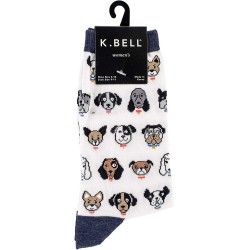 K. Bell Dog Profile Socks, White, Sock Size 9-11/Shoe Size 4-10, 1 Pair K. Bell Dog Profile Socks, White, Sock Size 9-11/Shoe Size 4-10, 1 Pair