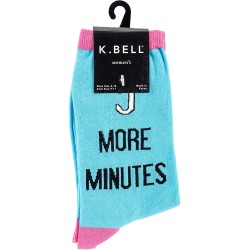 K. Bell 5 More Minutes Crew Socks, Turquoise, Sock Size 9-11/Shoe Size 4-10, 1 Pair
