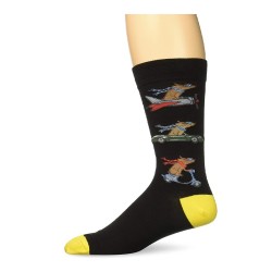 K. Bell Men's Dog Travels Crew Socks, Black, Sock Size 10-13/Shoe Size 6.5-12, 1 Pair